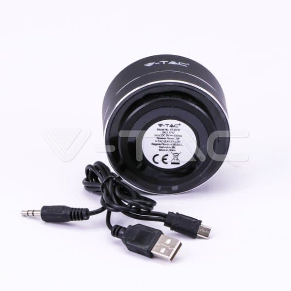 Mini ηχείο v-tac φορητό Bluetooth μαύρο 400mAh Κωδικός: 7712 Μπαταρία	3.7V/400mAh