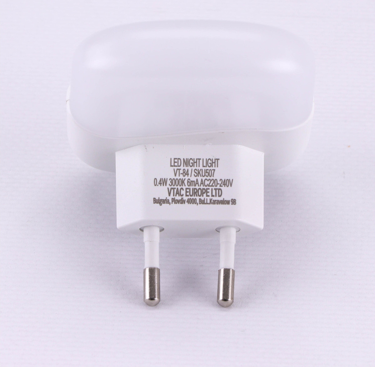 Led Φωτάκι Νυκτός Πρίζας Τετράγωνο Samsung Chip με Αισθητήρα Φωτός & Διπλή Θύρα USB 0.5W Φυσικό Λευκό 4000Κ 508 - V-TAC