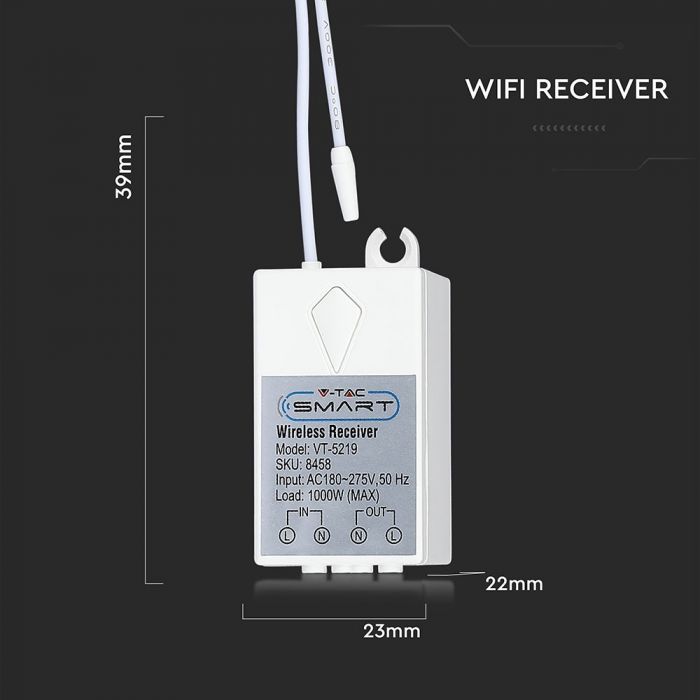 Ασύρματος Δέκτης WiFi για RF Διακόπτες 8458 - V-TAC