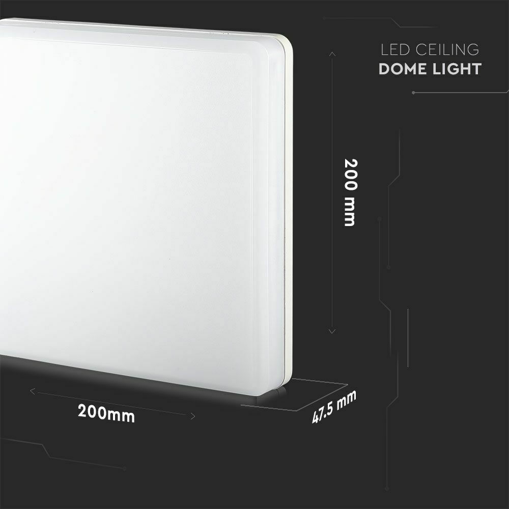 Led Πλαφονιέρα Τετράγωνη Λευκή Samsung Chip 15W 1500lm Θερμό Λευκό 3000K IP44 20x20cm 13909 - V-TAC