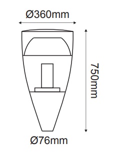 Κεφαλή Φωτιστικού Πλατείας Evolution E27 Αλουμίνιο Γκρι IP65 Φ36x75cm για Κολώνα 7.6cm BST2160A - Aca