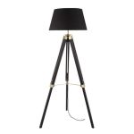 Φωτιστικό δαπέδου μαύρο-ορείχαλκο aca-decor με ξύλινη βάση και υφασμάτινο καπέλο 740mm (ντουί ε27) Κώδ:  TF17701FBBB