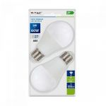 Λάμπα Led E27 A60 3 Step Dimmable SMD 9W 806lm Θερμό Λευκό 2700Κ Φ60mm Blister 2τμχ 7288 - V-TAC