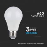 Λάμπα Led E27 A60 3 Step Dimmable SMD 9W 806lm Θερμό Λευκό 2700Κ Φ60mm Blister 2τμχ 7288 - V-TAC