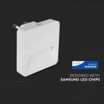 Led Φωτάκι Νυκτός Πρίζας Τετράγωνο Samsung SMD 0.45W Θερμό Λευκό 3000K με Αισθητήρα Φωτός 65x65mm 20019 - V-TAC