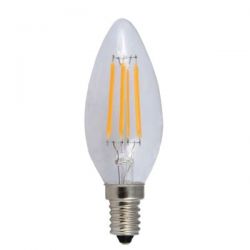 Λάμπα led filament κεράκι διάφανο ντιμαριζόμενο Ø35mm Ε14 4watt 230v/ac θερμό λευκό φώς 2700k 390lumen Κωδικός : DECO4WWDIM