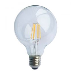 Λάμπα led filament Globe διάφανη Ø95mm Ε27 8watt 230v/ac θερμό λευκό φώς 2700k 890lumen Κωδικός : GLOBE958WW