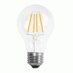 Λάμπα led filament E27 4W 230V 2700k θερμό λευκό φως 440lm τύπου αχλάδι A60 Kώδ:   E27-00615