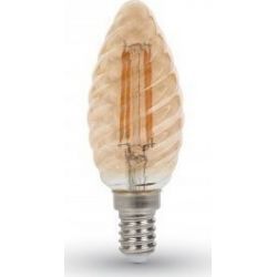 Λάμπα Led E14 Κερί Filament 4W Θερμό λευκό 2200K Γυαλί amber - Vtac 7115