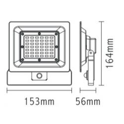Προβολέας Led Στεγανός IP66 Μαύρος Linus 10W 890lm 3000K Θερμό Λευκό με Αισθητήρα Κίνησης 15.3x16.4cm LINUS1030S - Aca