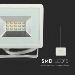 Προβολέας Led 10W 850lm Φυσικό Λευκό 4000Κ E-Series Λευκό Σώμα 5944 - V-TAC